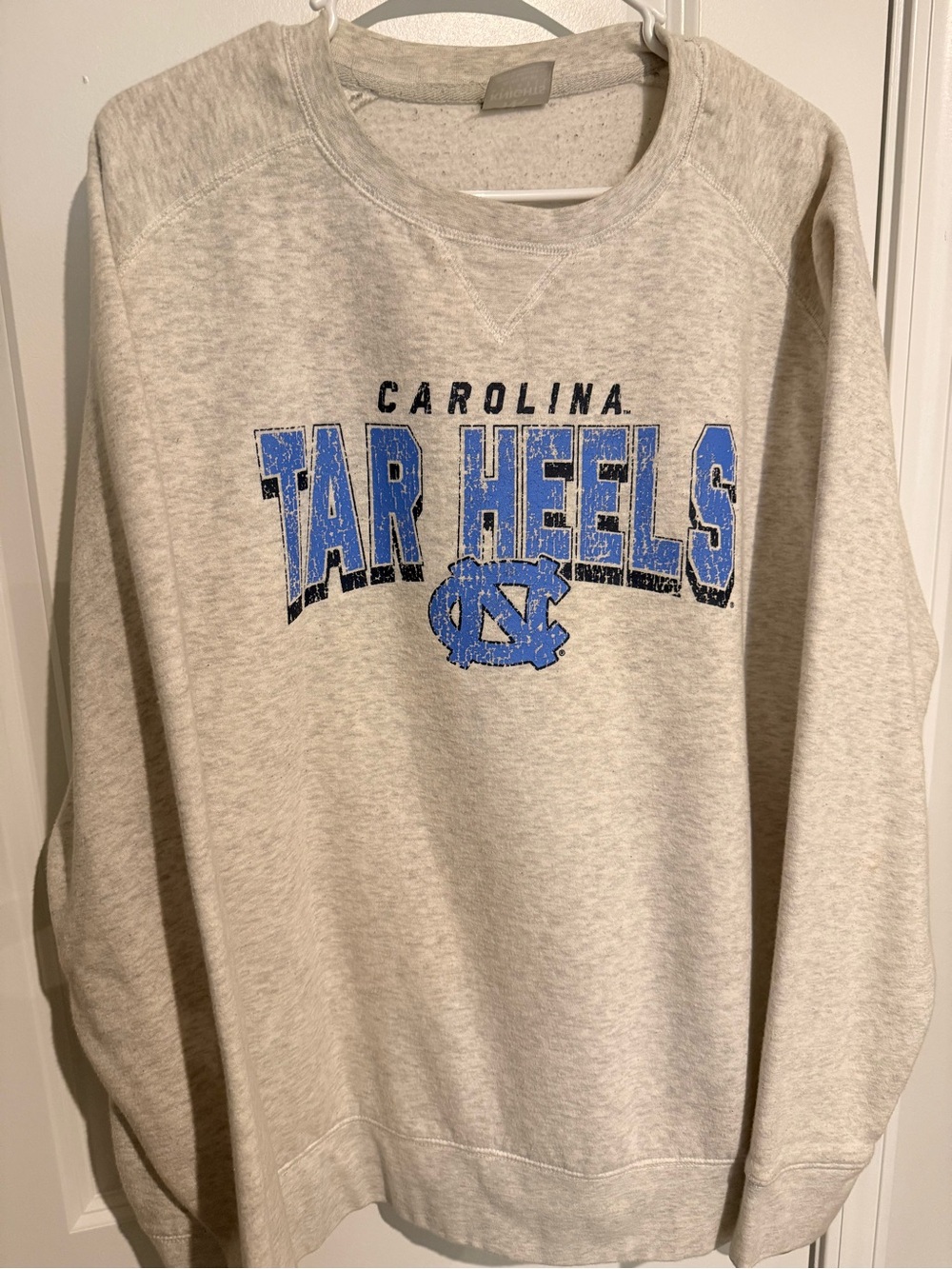 Knights Apparel Carolina Tar Heels Light Gray Sweatshirt with Blue Logo
